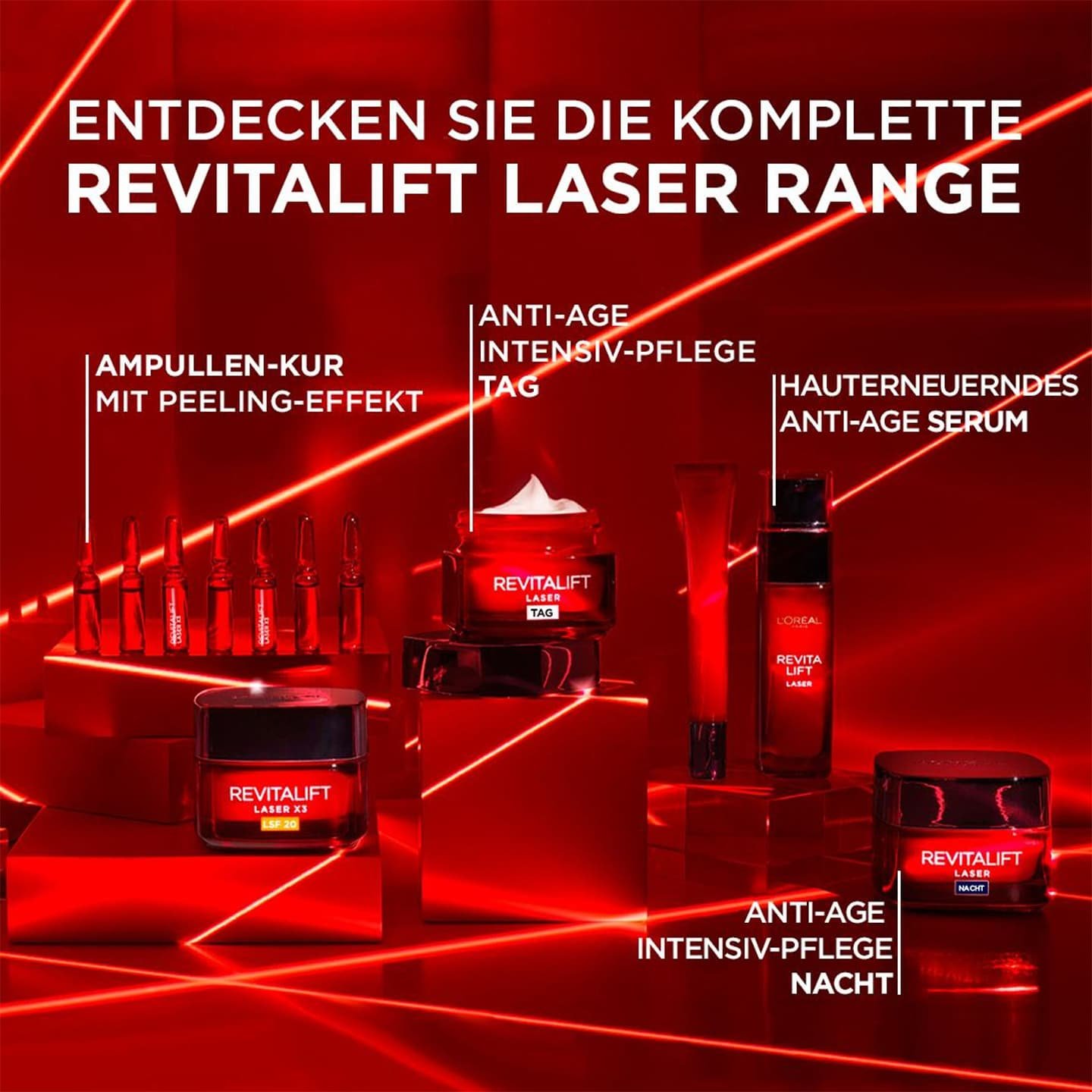 Revitalift Laser X3 Anti Falten Gesichtsserum Produktverpackung mit Inhalstsstoffangaben